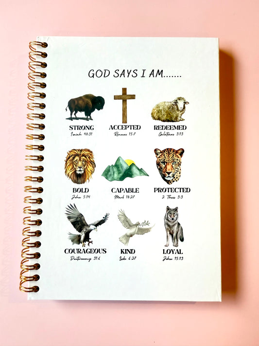 God Says I Am Spiral Christian Notebook