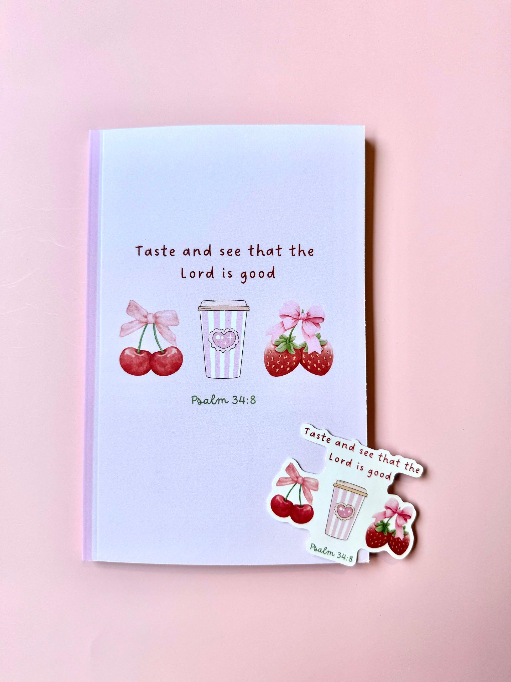 Taste and See That the Lord Is Good – Psalm 34:8 Christian Notebook & Sticker Set