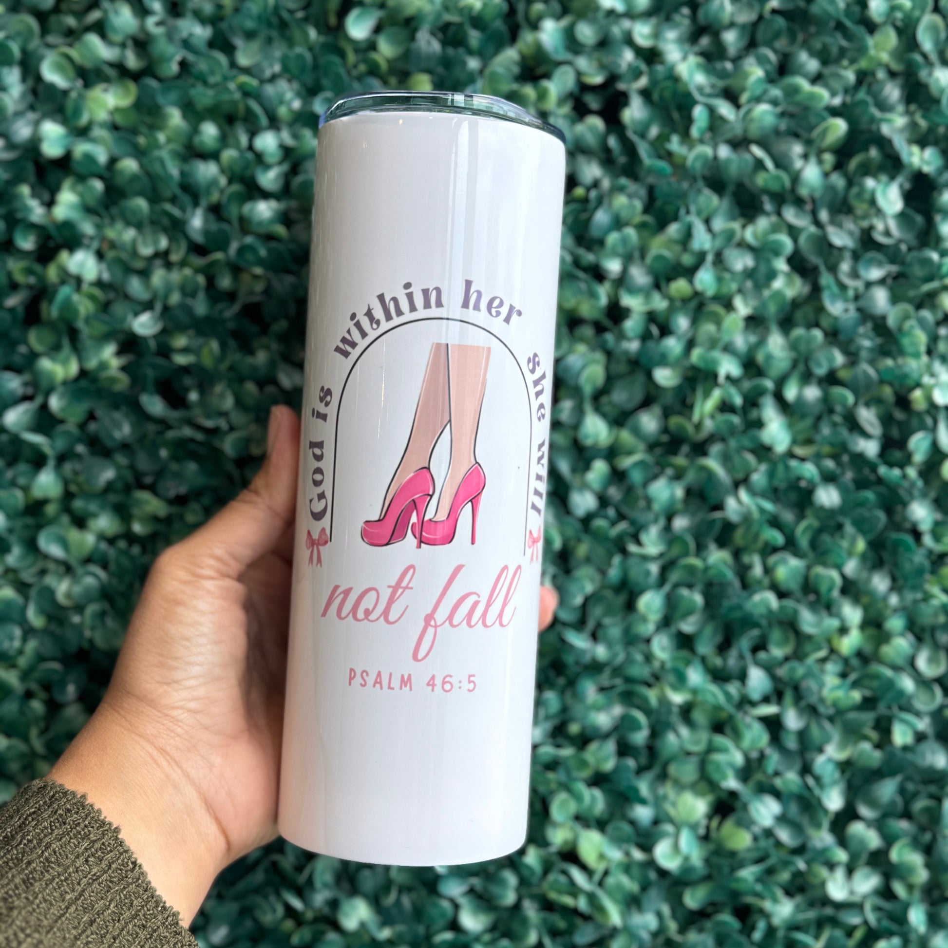 God is within her she will not fall ( Psalm 46:5 ) Bible Verse Tumbler