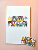 Bit of a mess, but doing my best
– Christian Notebook, Sticker & Mug Set | Faith-Based Stationery & Gift