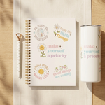 Make Yourself a Priority gift set β notebook, tumbler, pen and sticker β Quelinda