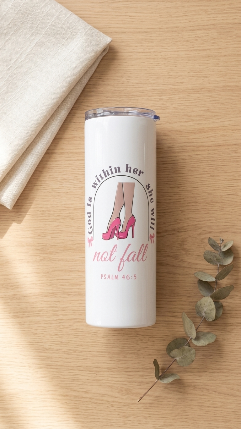 God is within her she will not fall Psalm 46:5 Bible verse tumbler β Quelinda