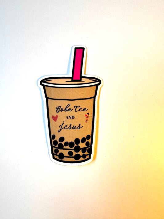 Boba Tea And Jesus Christian Sticker