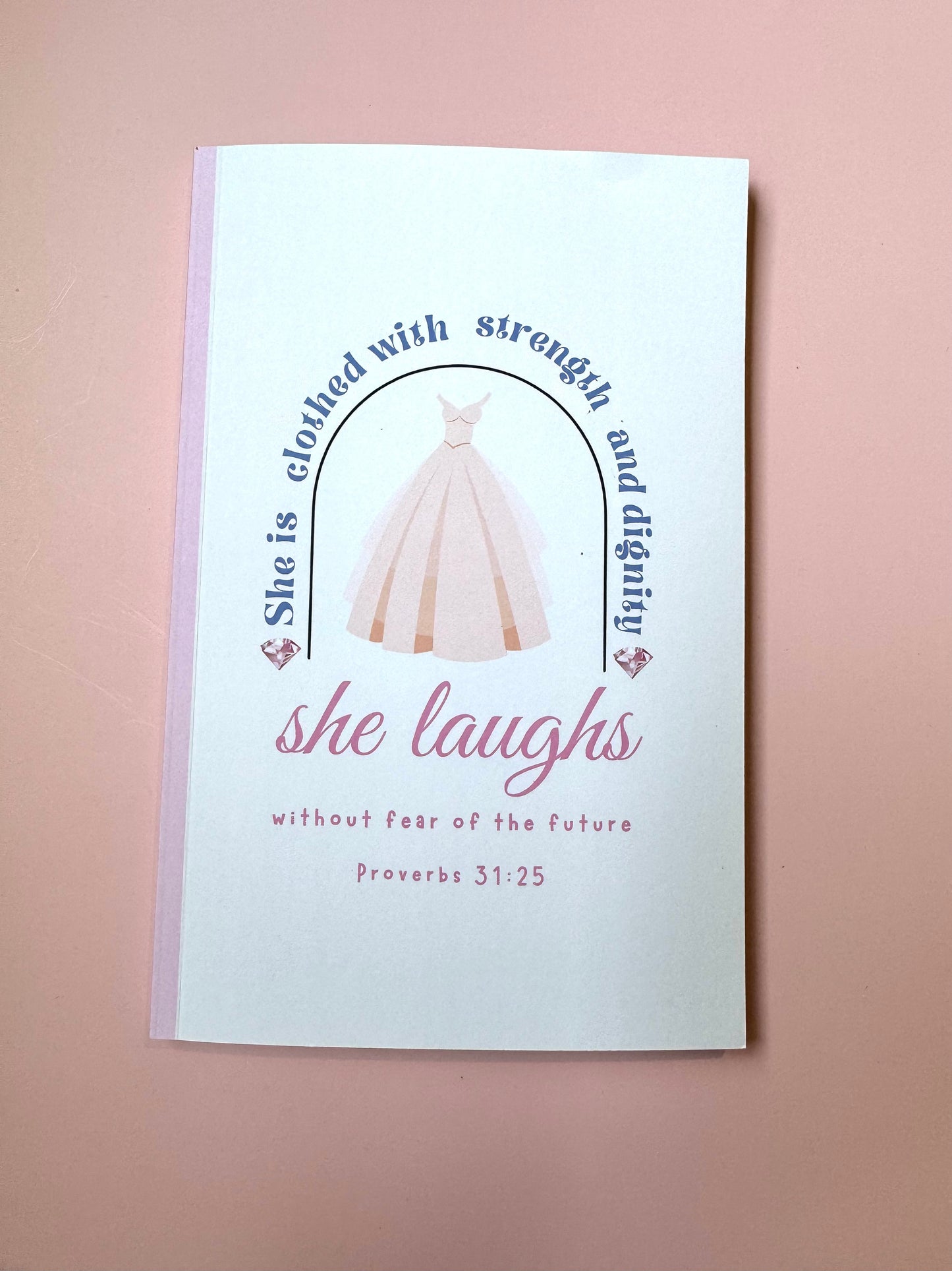 She Laughs Without Fear – Proverbs 31:25 Christian Notebook & Sticker Set | Christian Stationery
