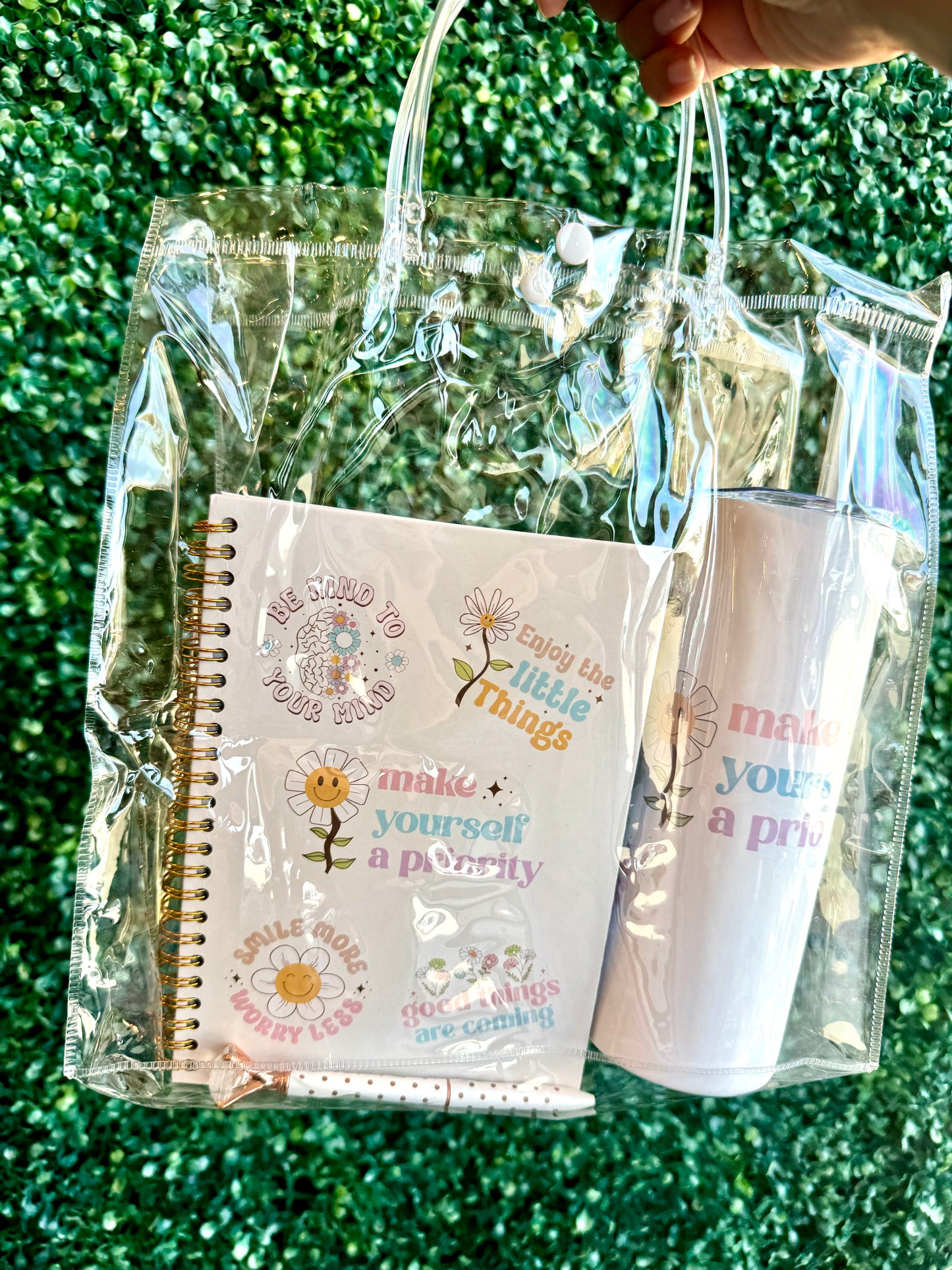 Make yourself a priority Notebook Tumbler Sticker and Pen Stationery Gift Set