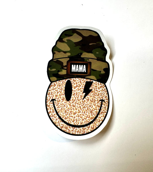 Smiley Face Mama Beanie Hat Sticker