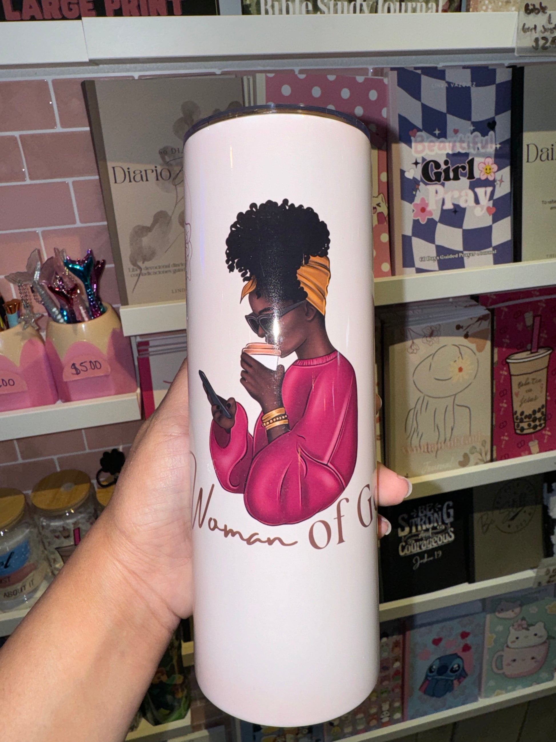 Woman of God Christian Tumbler for black girls