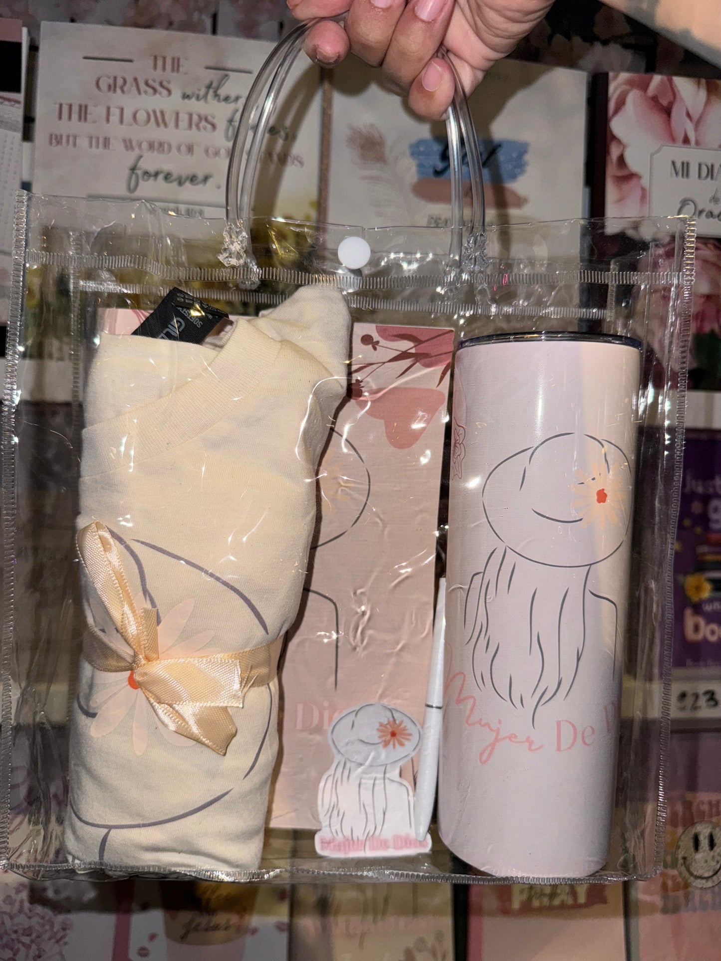 Mujer De Dios Christian Gift Set | Includes Lined Journal , 20 oz Tumbler, Vinyl Sticker, Tshirt, and Pen