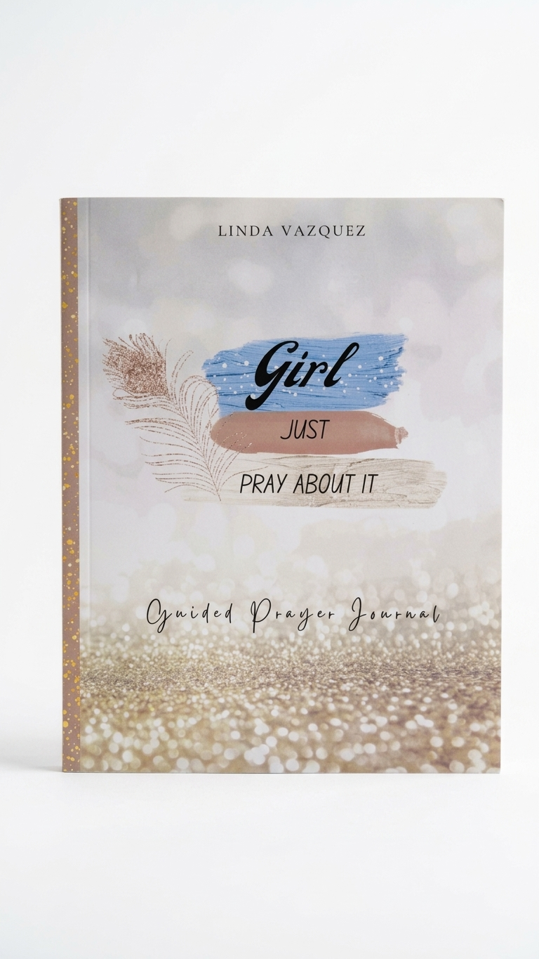 Book titled 'Girl Just Pray About It' by Linda Vazquez on a white background