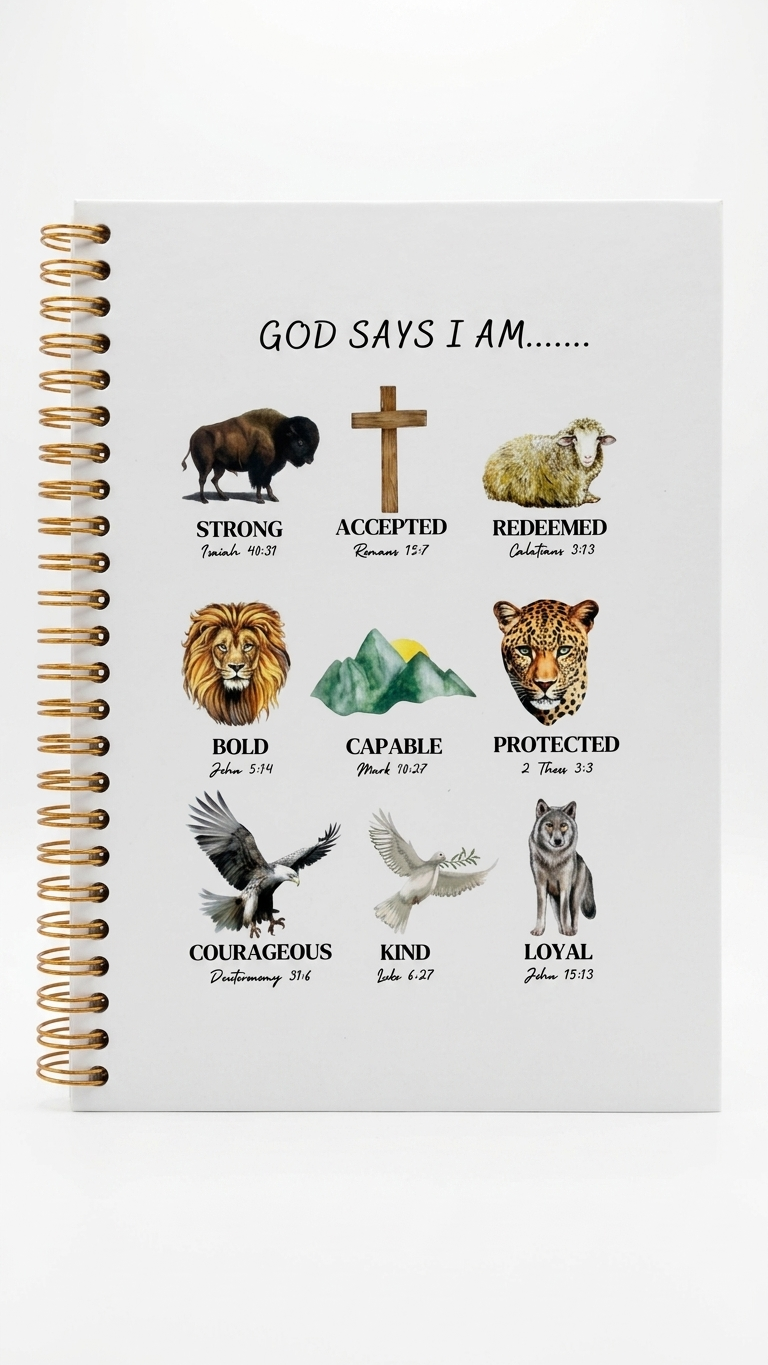 God Says I Am Spiral Christian Notebook
