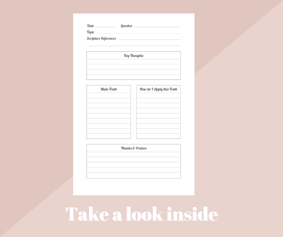 My Sermon Notes Journal | Church notes, Sermon Notes Journal for Woman, Floral Journal to Record. Reflect, Worship, Meditate and Remember