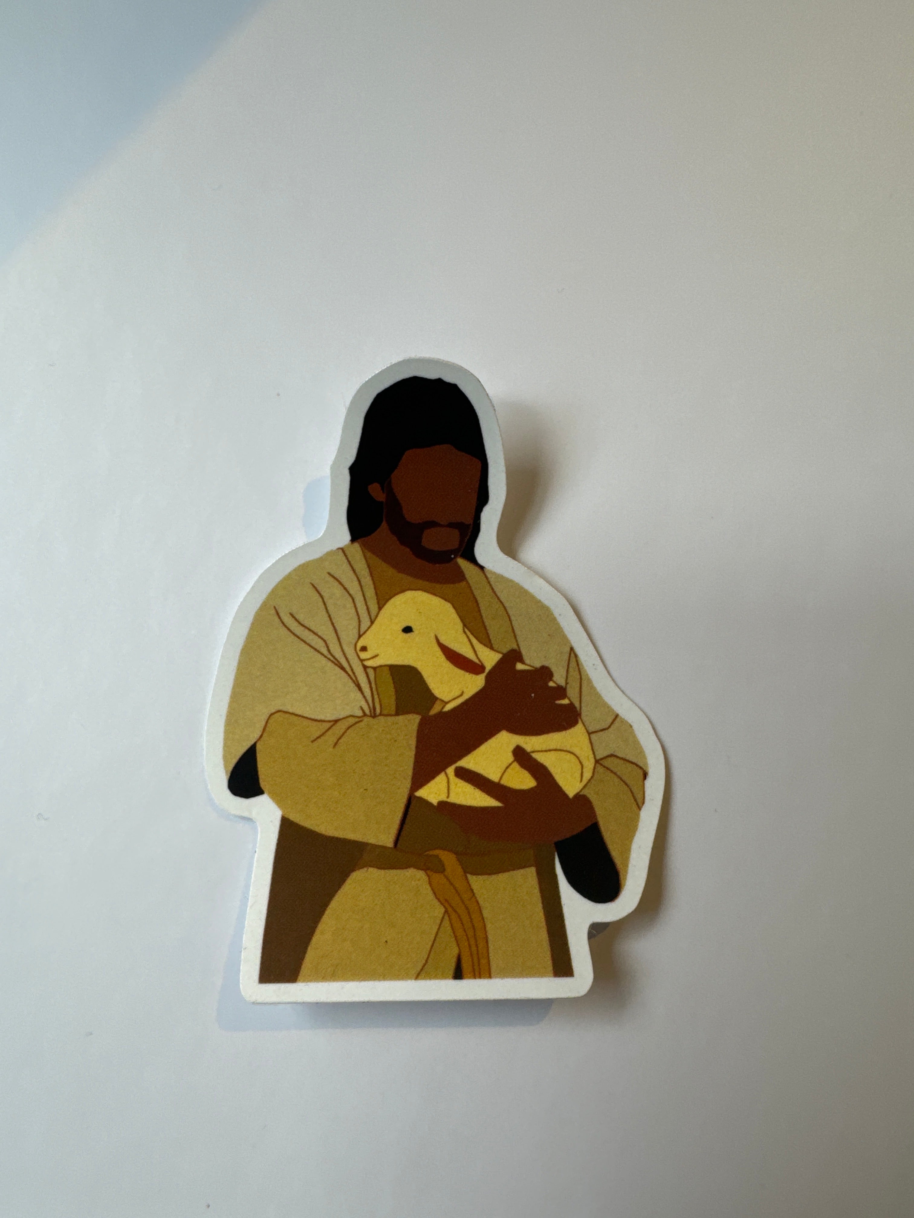 Jesus holding a sheep Christian Sticker
