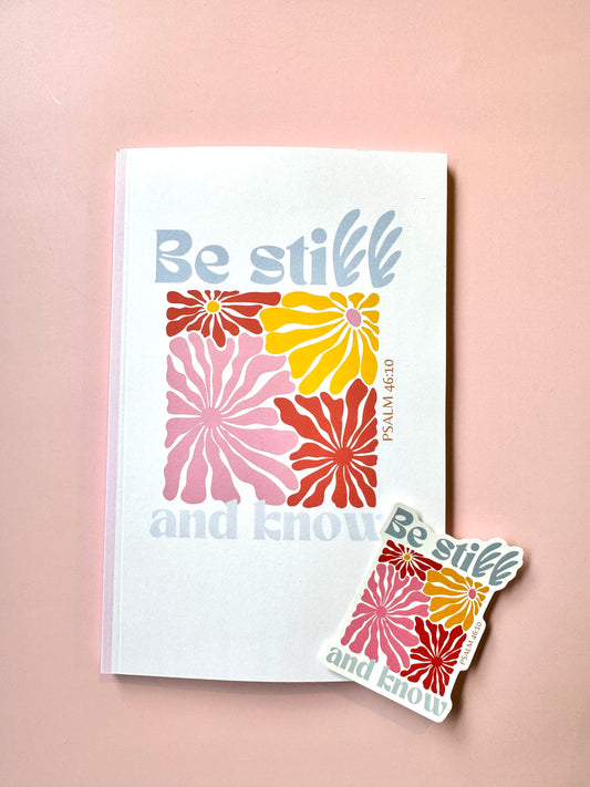 Be Still and Know – Psalm 46:10  Christian Notebook & Sticker Set | Faith-Based Stationery for Quiet Moments