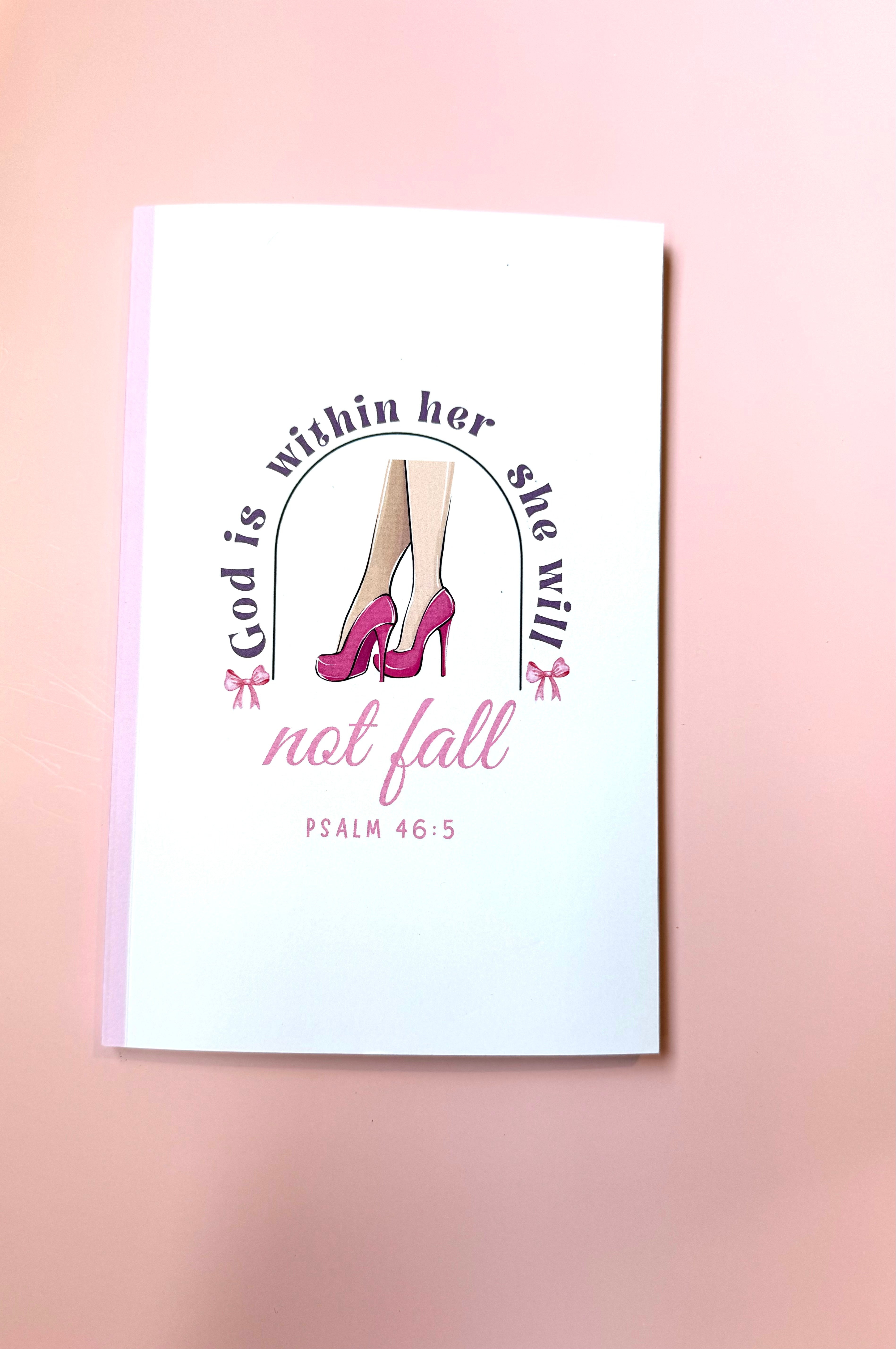 God Is Within Her – Psalm 46:5 Christian Notebook & Sticker Set | Christian Stationery