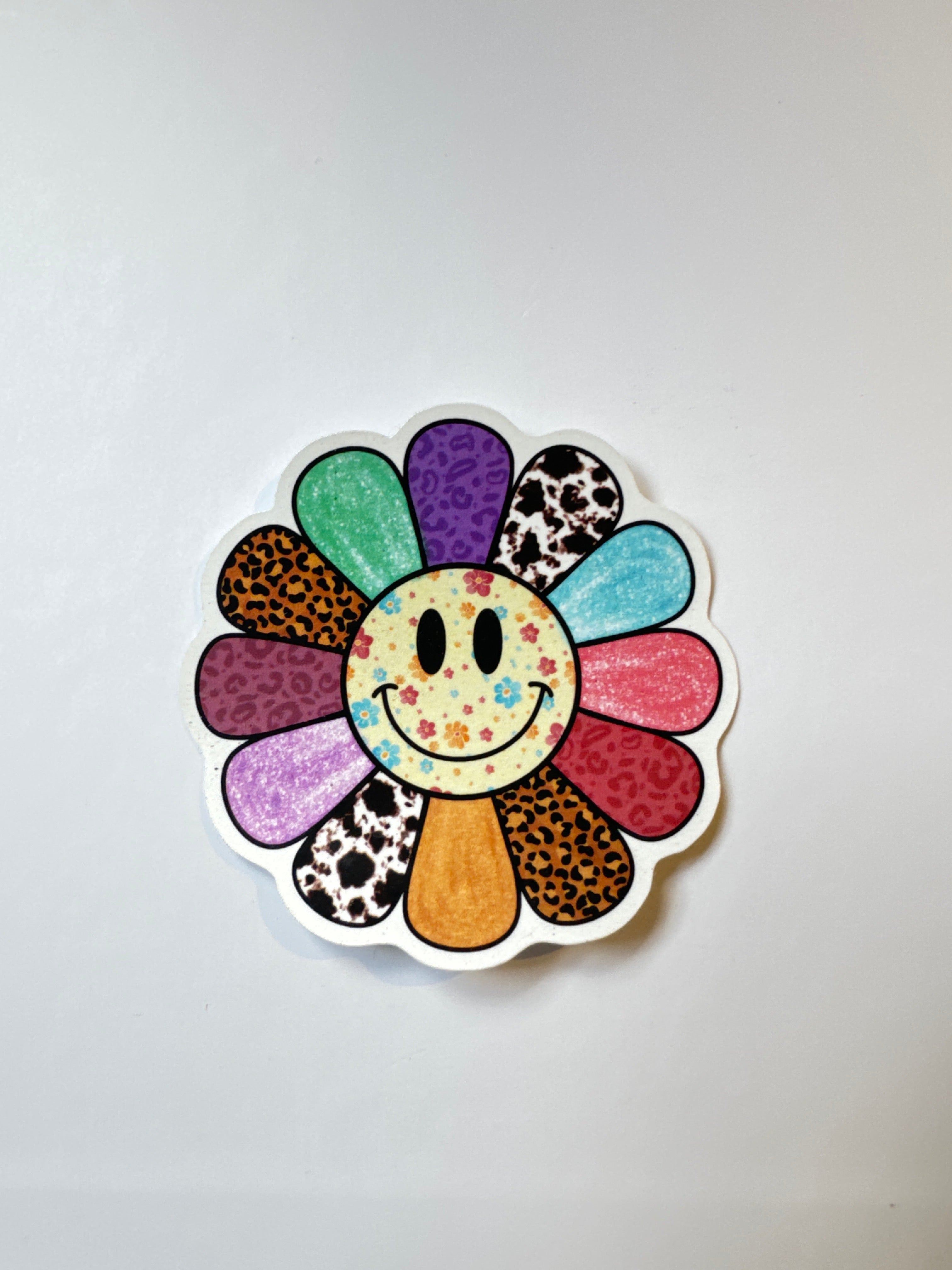Smiley Face Daisy Flower Sticker