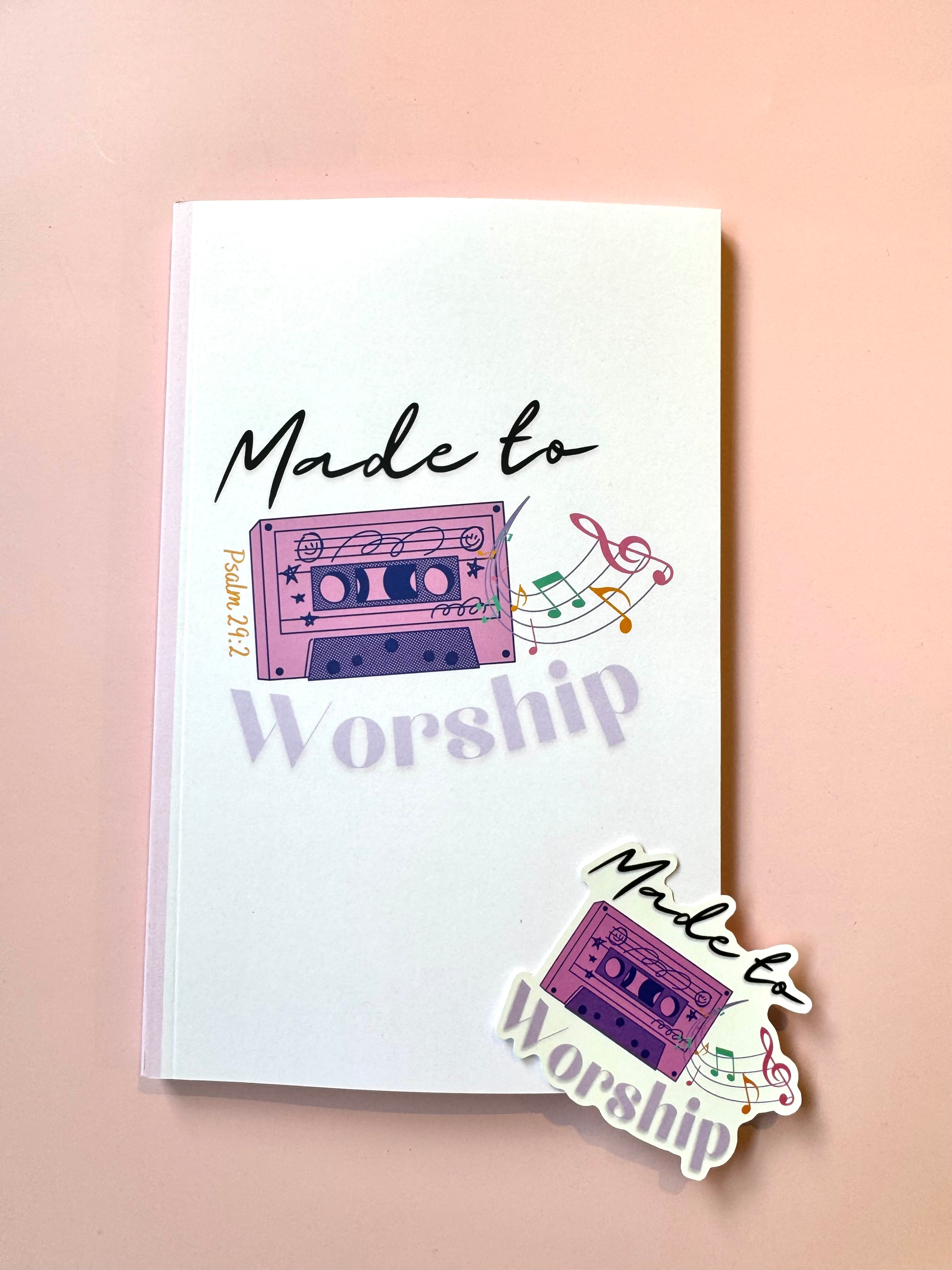 Made to Worship – Psalm 29:2 Christian Notebook & Sticker Set