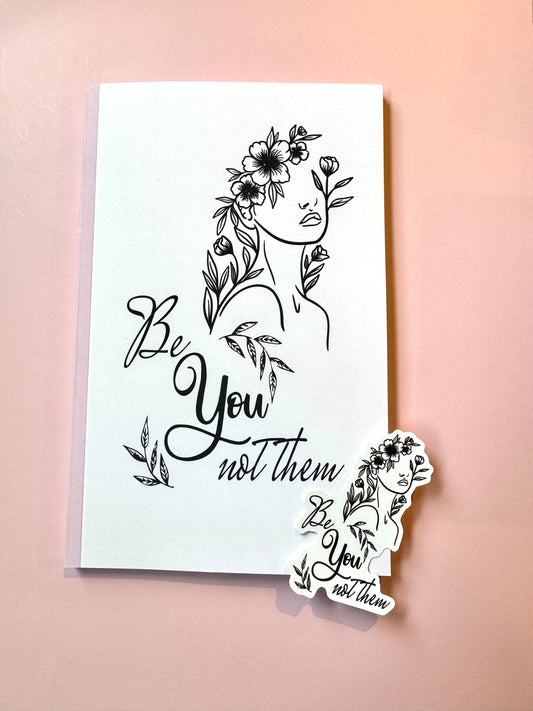 Be You Not Them– Christian Notebook & Sticker Set | Faith-Based Stationery for Quiet Moments