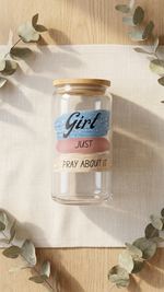 Girl Just Pray About It frosted Libbey glass can tumbler with bamboo lid – Quelinda