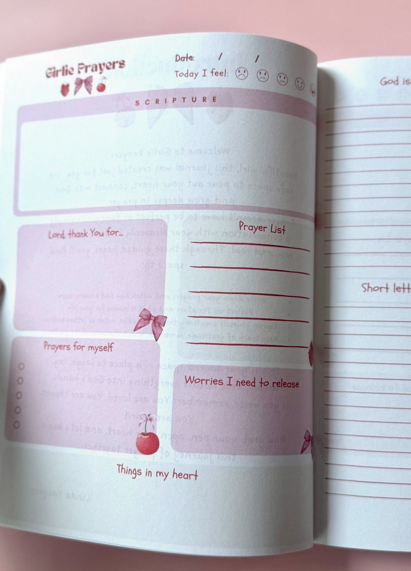 Christian Girlie Guided Prayer Journal – Pink Feminine Faith Notebook for Daily Prayers & Reflection