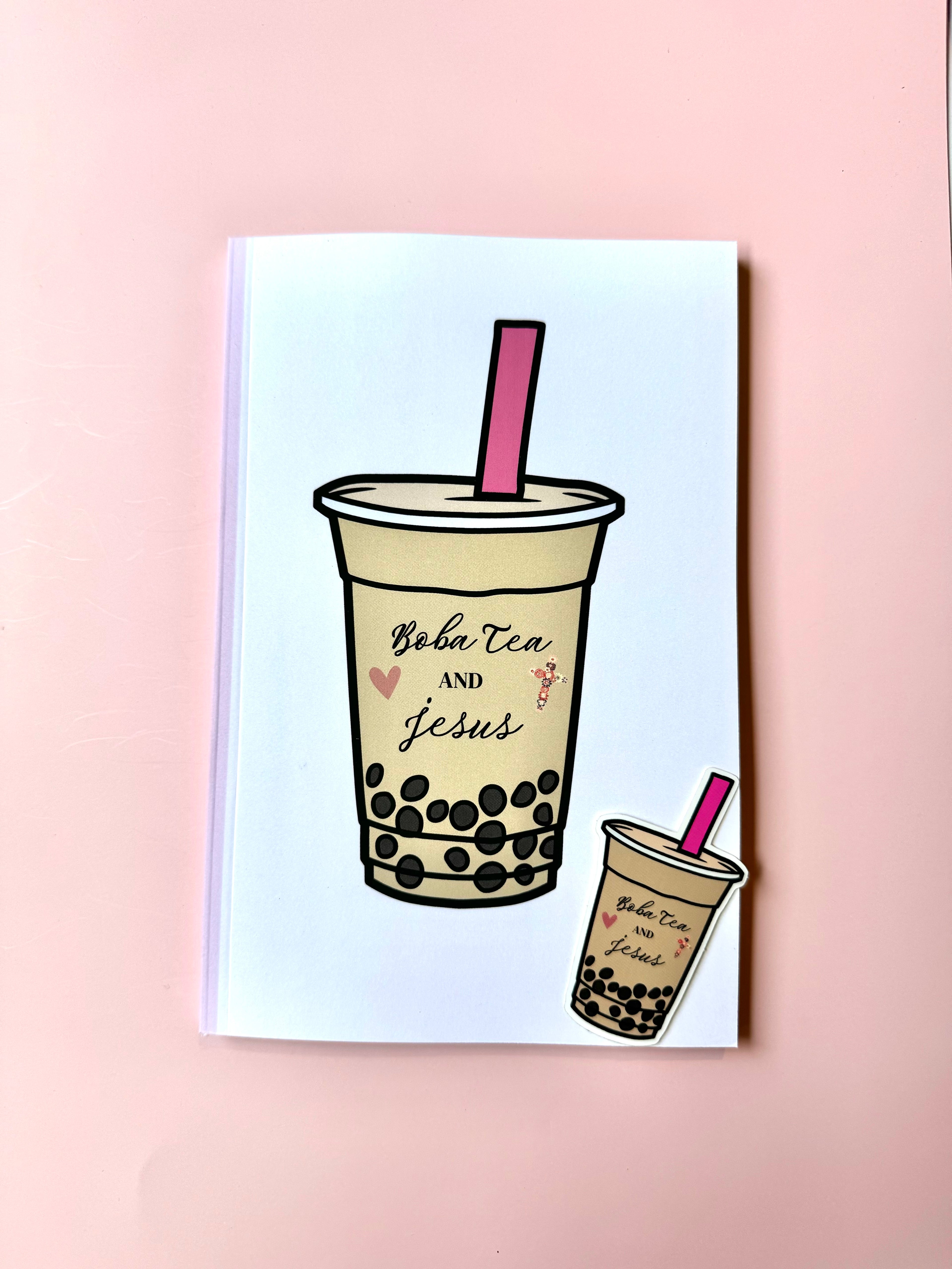 Boba Tea And Jesus - Christian Notebook & Sticker Set