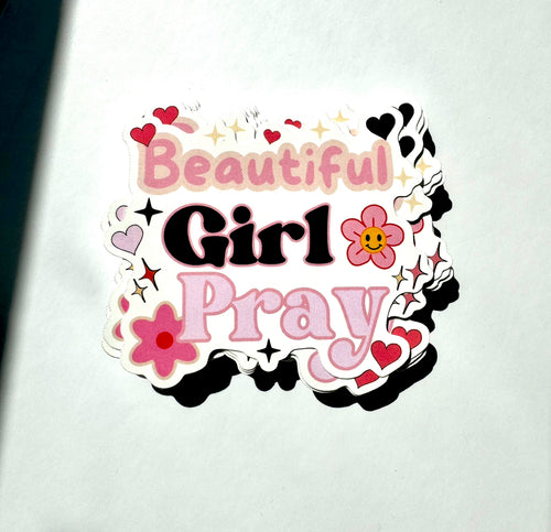 Beautiful Girl Pray Christian Sticker