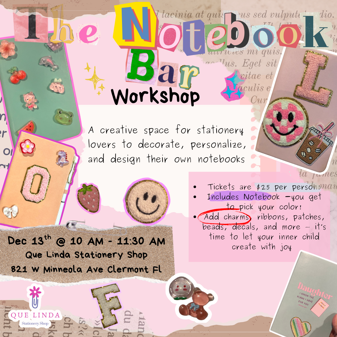The Notebook Bar – Decorate Your Own Notebook Workshop In Clermont Fl | Dec 13th