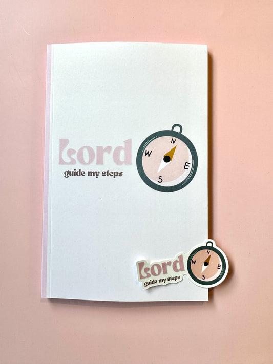 Lord, Guide My Steps Christian Notebook & Sticker Set | Faith-Based Stationery for Quiet Moments