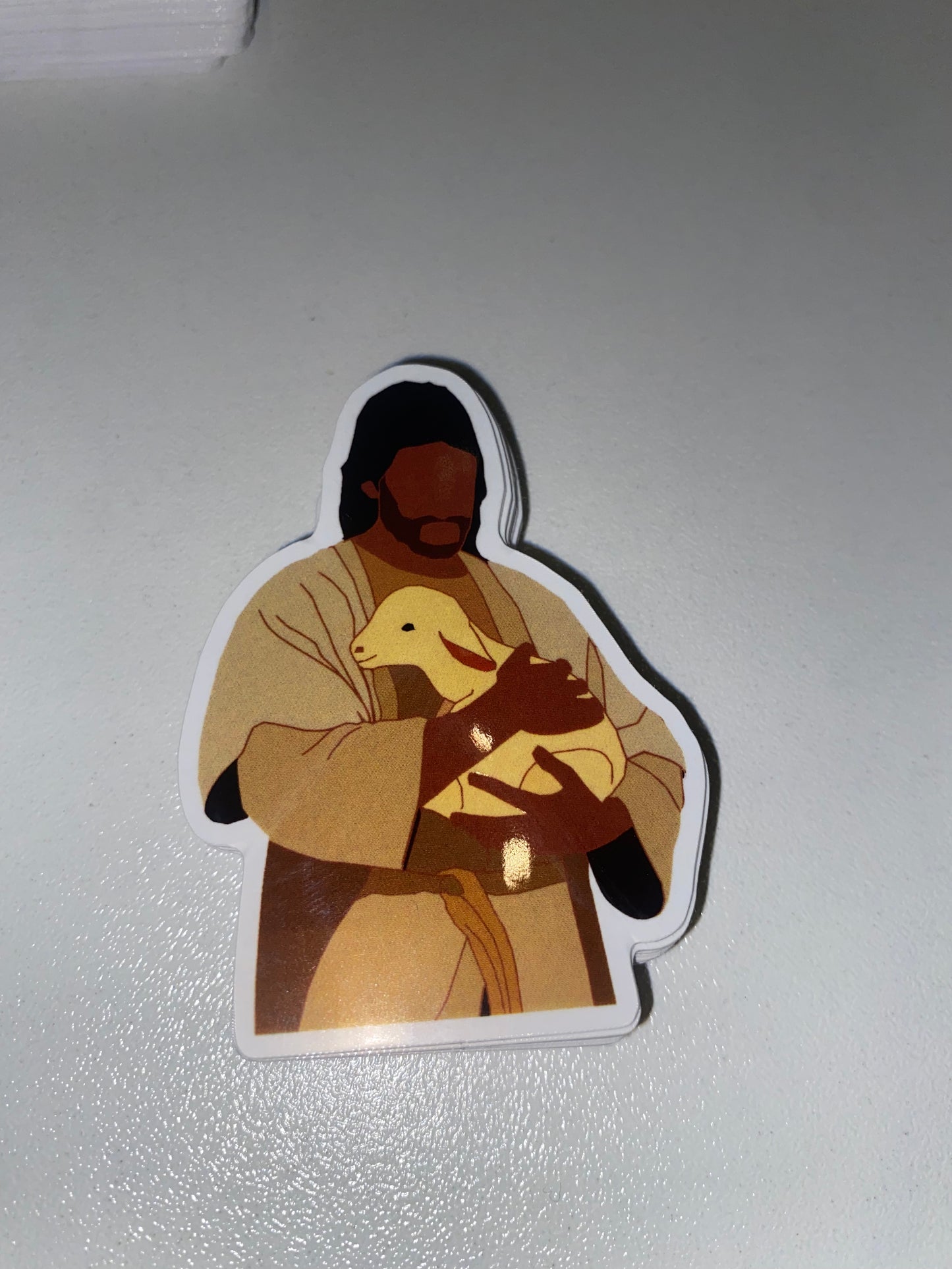 Jesus holding a sheep Vinyl Sticker