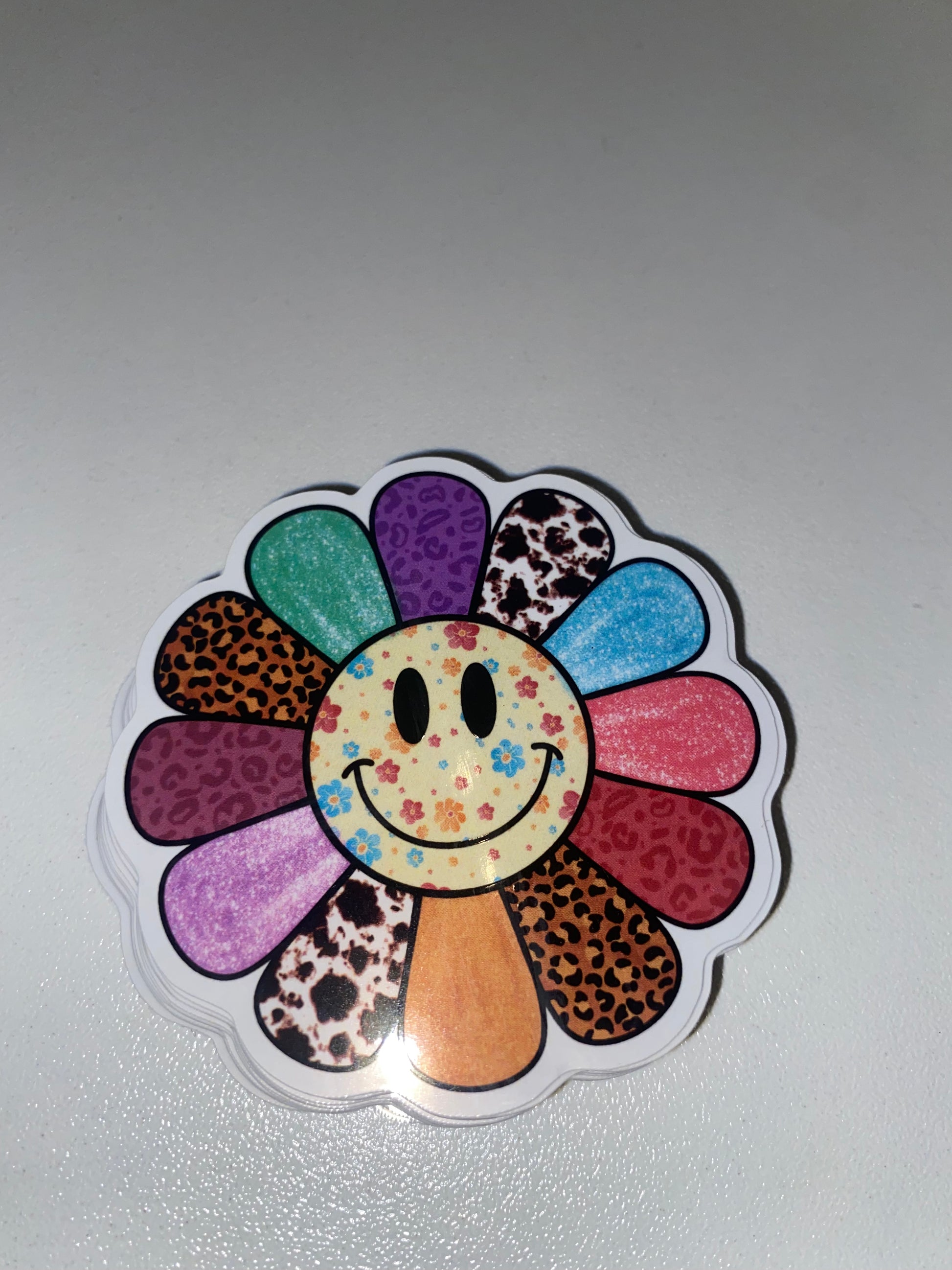 Smiley Face Daisy Flower Vinyl Sticker