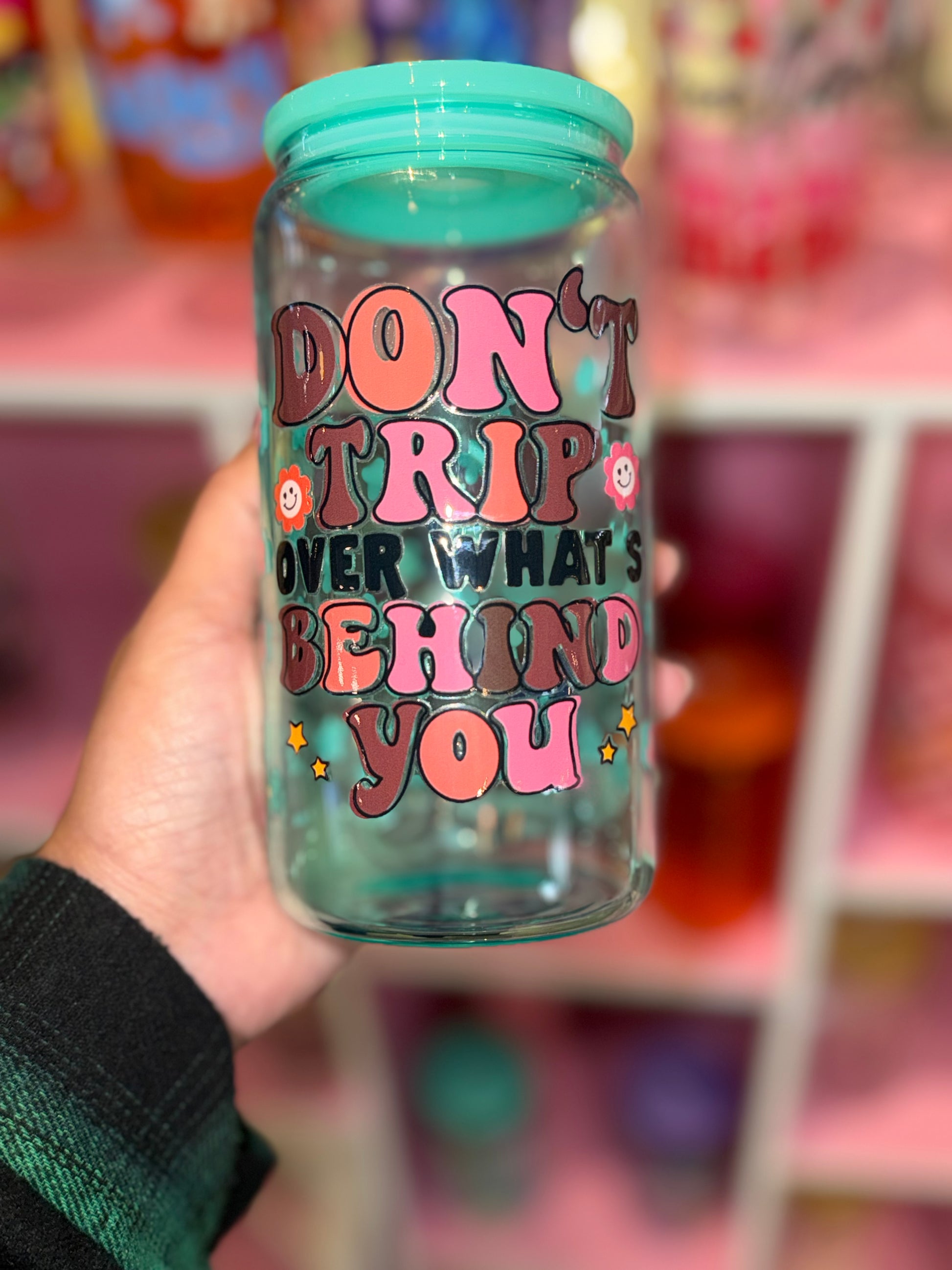 Don't trip over whats behind you inspirational libbey glass cups 