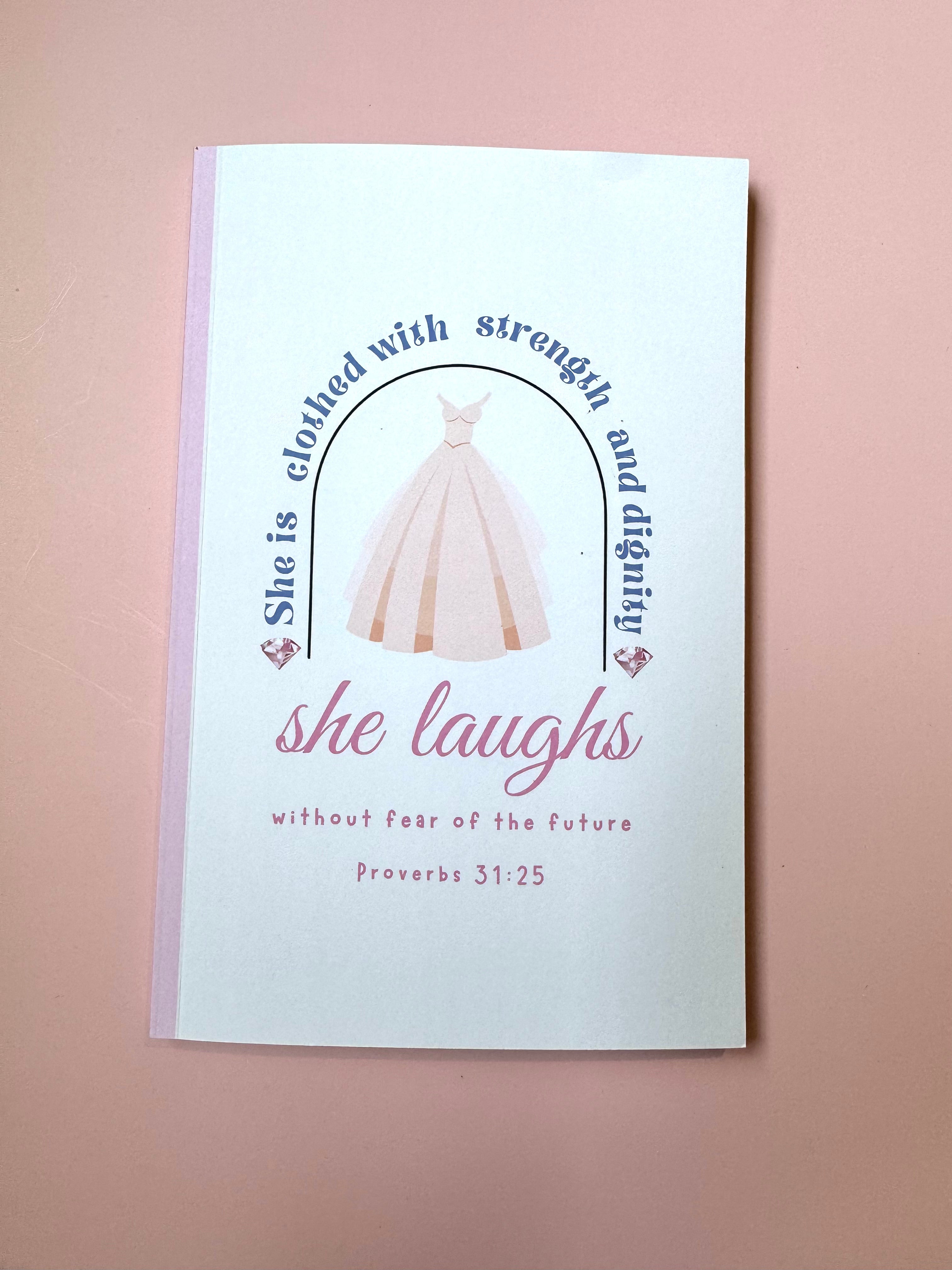 She Laughs Without Fear – Proverbs 31:25 Christian Notebook & Sticker Set | Christian Stationery