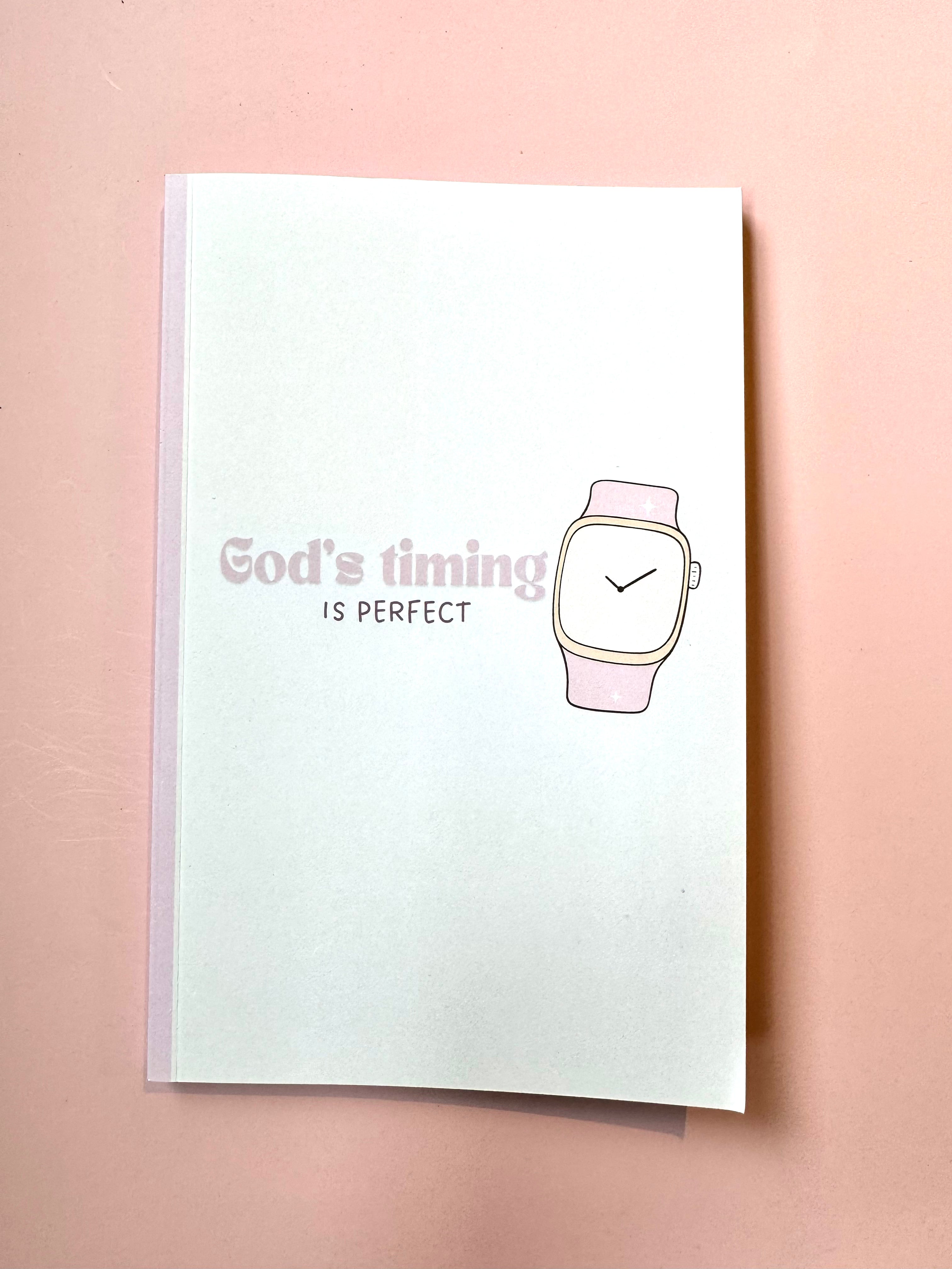 God’s Timing Is Perfect – Christian Notebook & Sticker Set | Christian Stationery