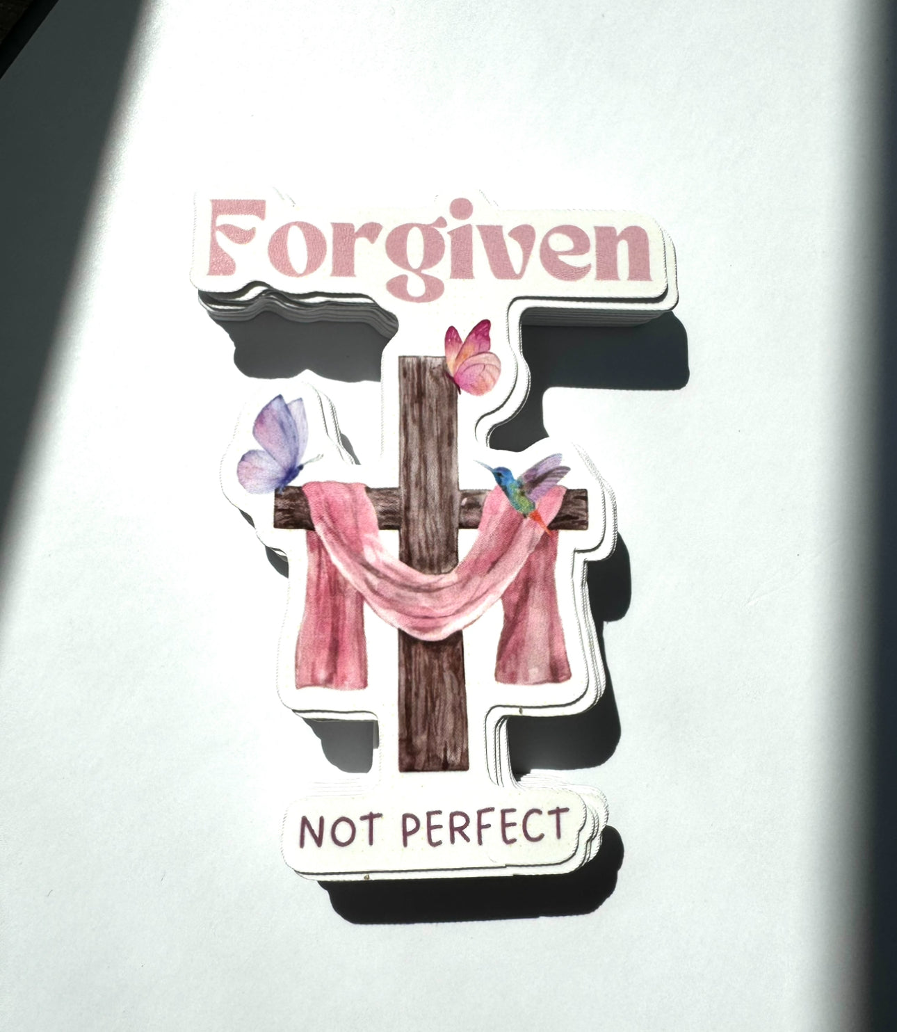 Forgiven not Perfect Christian Sticker