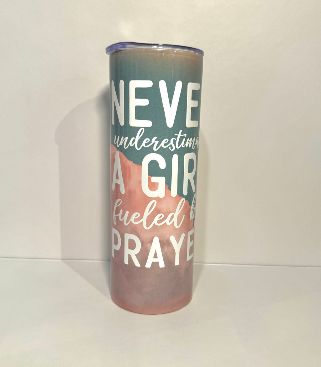 Never Underestimate A Girl Fueled By Prayer | Prayer Journal & Tumbler Gift Set