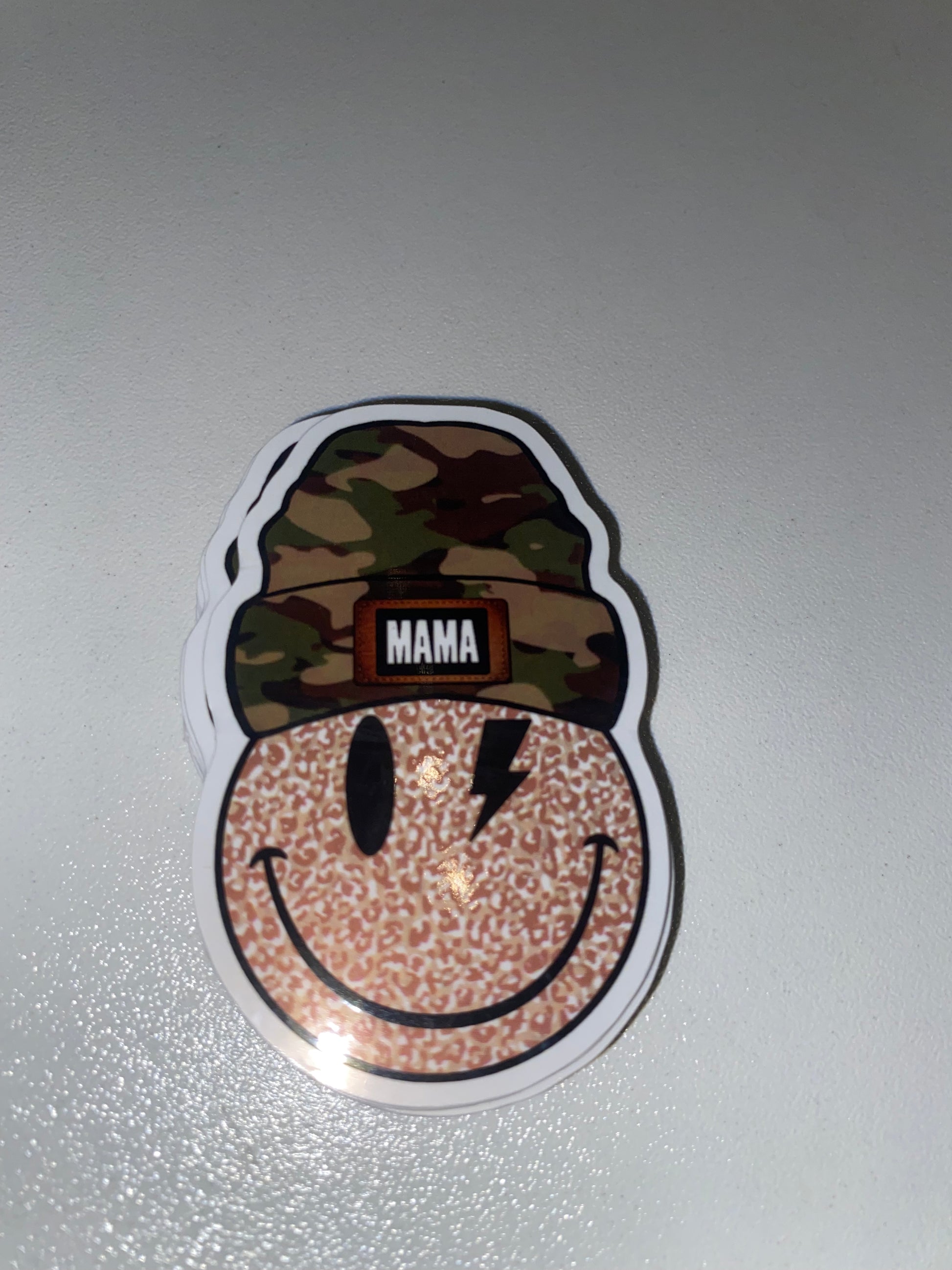 Smiley Face Mama Beanie Hat Vinyl Sticker