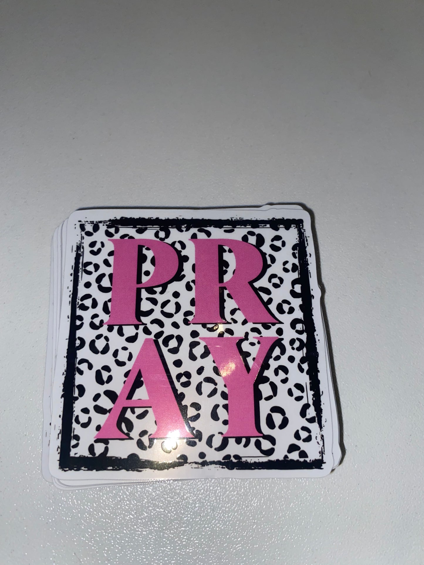 Pray Cheetah Print Vinyl Sticker