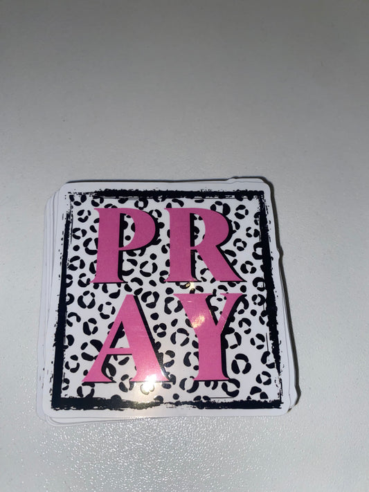 Pray Cheetah Print Vinyl Sticker