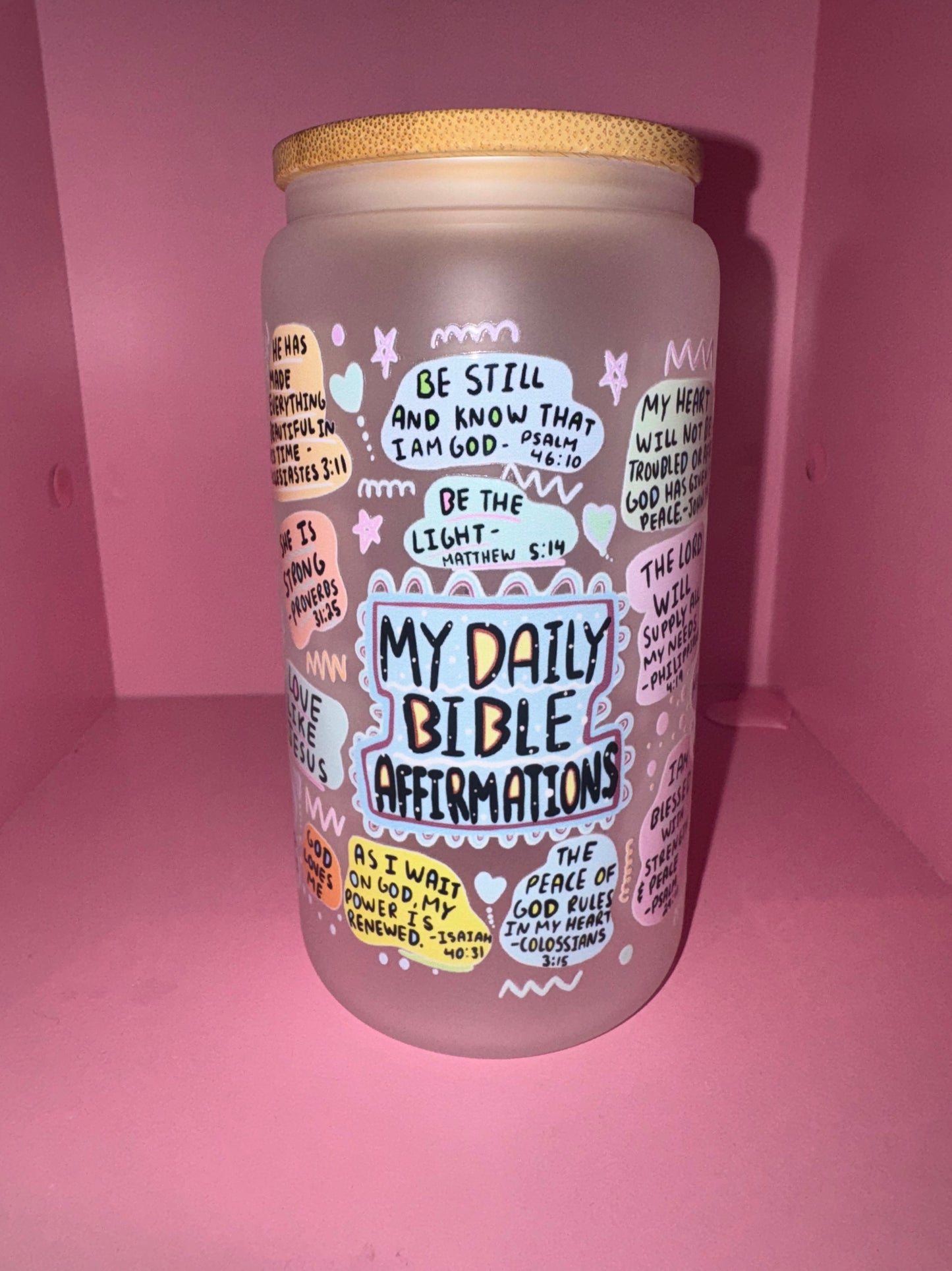 My Daily Bible Affirmations Libbey Frosted Cups 16oz