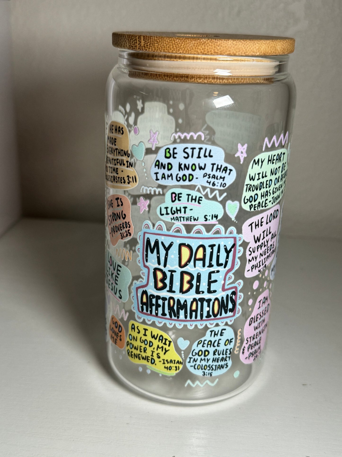 My Daily Bible Affirmations Libbey Frosted Cups 16oz