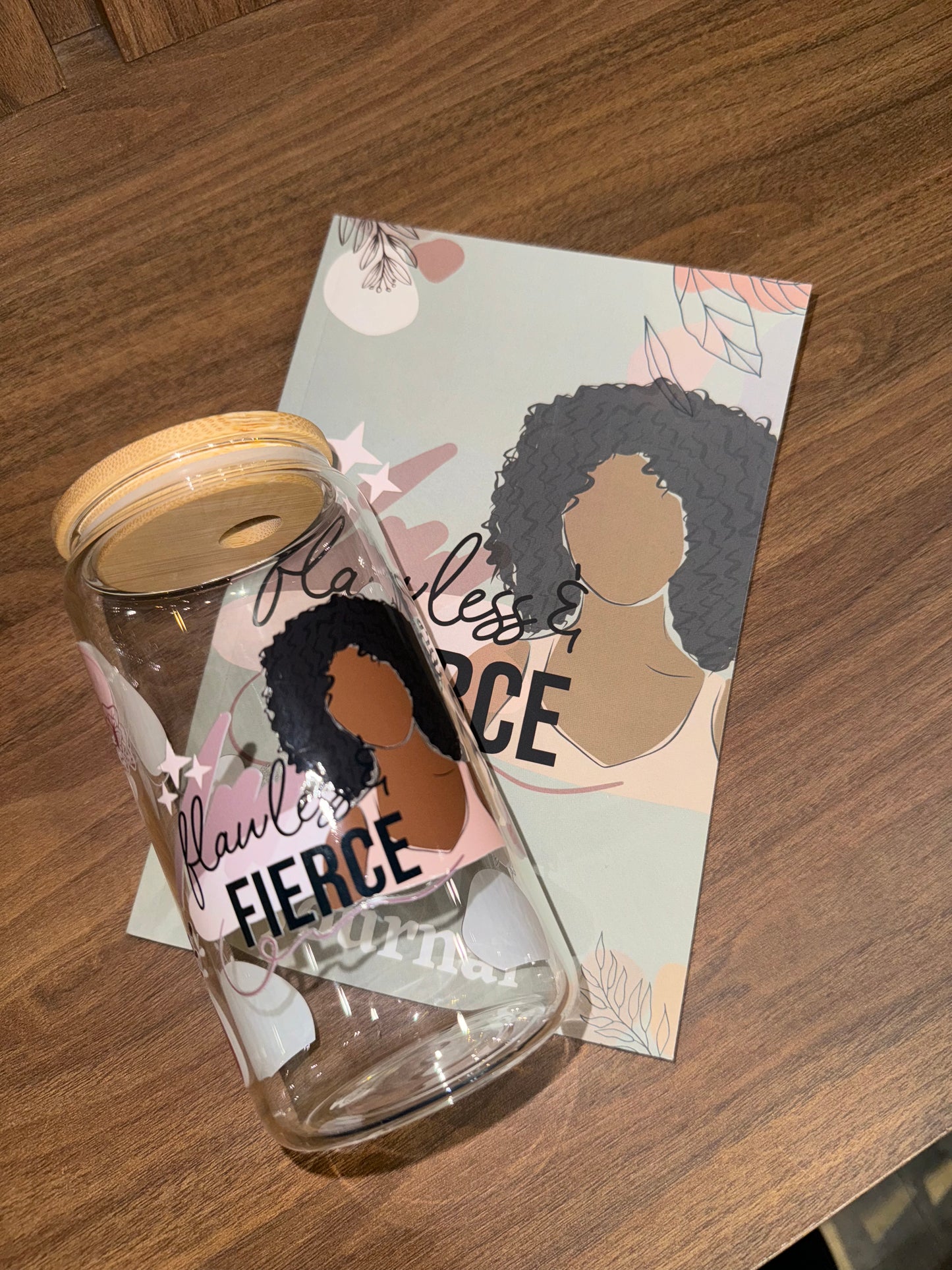 Flawless & Fierce Journal & Libbey Glass Cup Gift Set for Black Girls