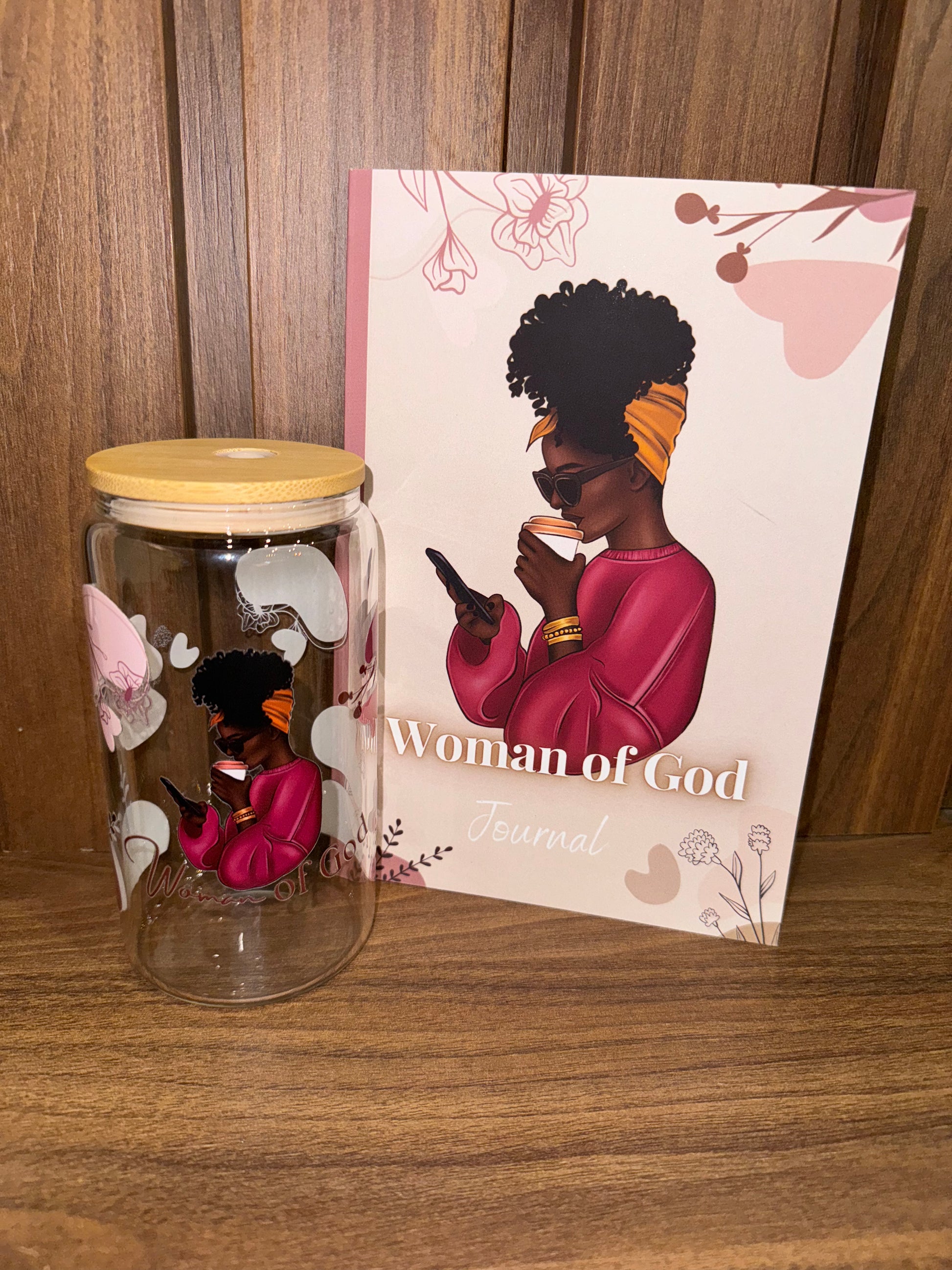 Woman of God Journal & Libbey Glass Cup Christian Gift Set for Black Woman