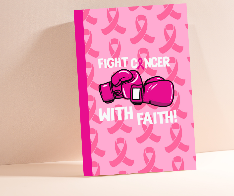 fight cancer with faith christian notebook breast cancer awareness gifts 