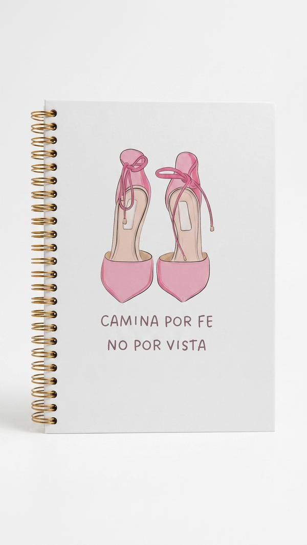 Set de regalo cristiano Camina Por Fe No Por Vista – libreta, vaso, bolígrafo y sticker – Quelinda
background