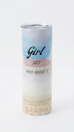 Girl Just Pray About It 20oz stainless steel Christian tumbler with lid and straw – Quelinda