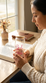 Girl Read Your Bible frosted Libbey glass can tumbler with bamboo lid – Quelinda