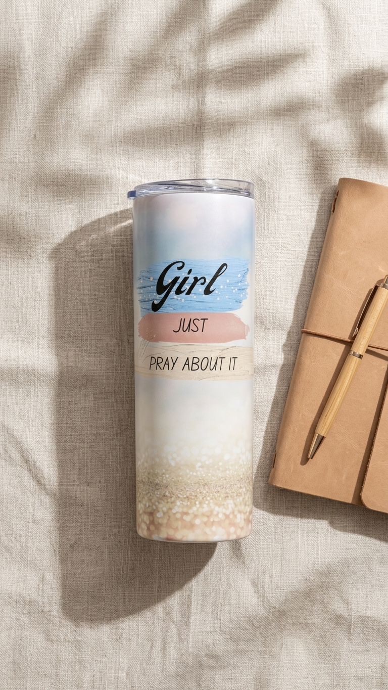 Girl Just Pray About It 20oz stainless steel Christian tumbler with lid and straw – Quelinda