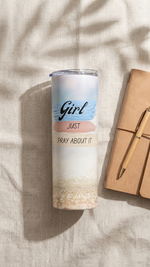 Girl Just Pray About It 20oz stainless steel Christian tumbler with lid and straw – Quelinda