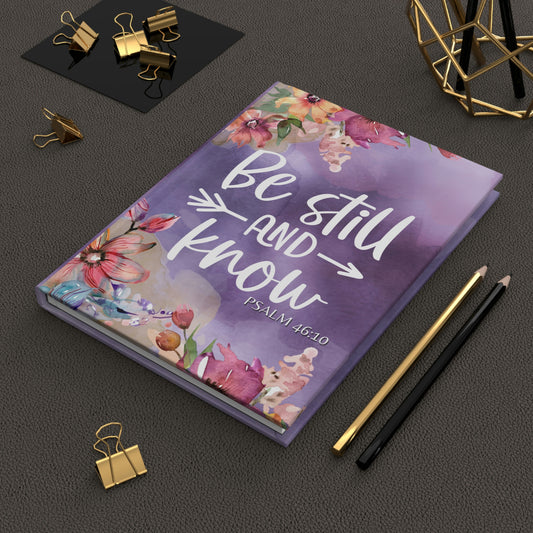 Psalm 46:10 Be Still and Know  | Purple Floral Watercolor Hardcover Journal