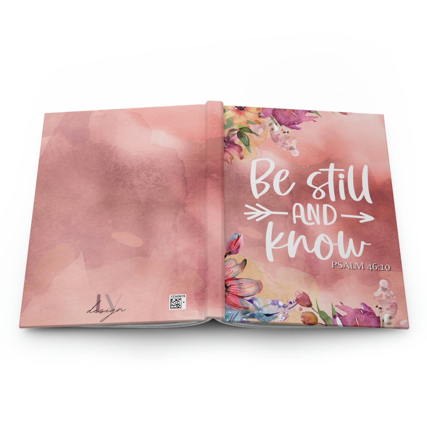 Psalm 46:10 Be Still and Know  | Pink Floral Watercolor Hardcover Journal