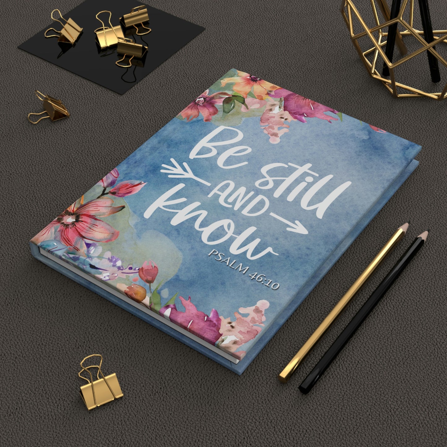 Psalm 46:10 Be Still and Know  | Blue Floral Watercolor Hardcover Journal